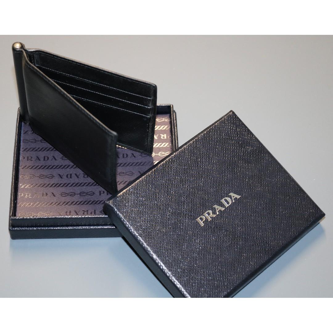 prada men's classic money clip wallet