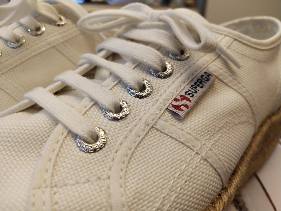 Superga 2790 espadrille flatform trainers in white best sale