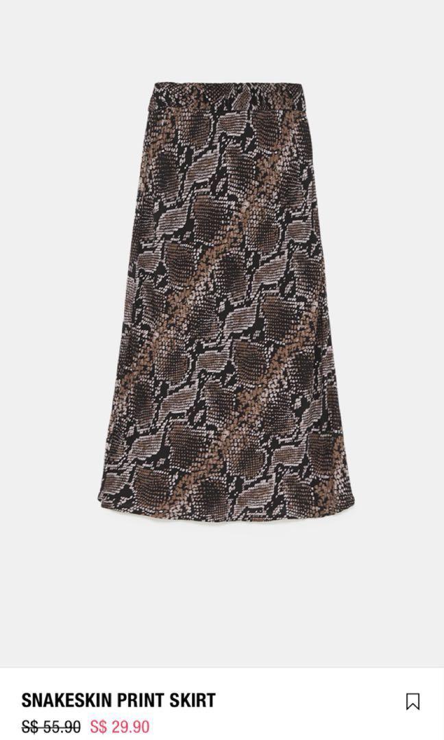 Zara snake print midi skirt, Women's 
