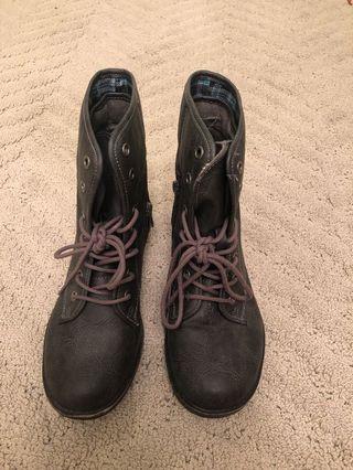Grey combat boots