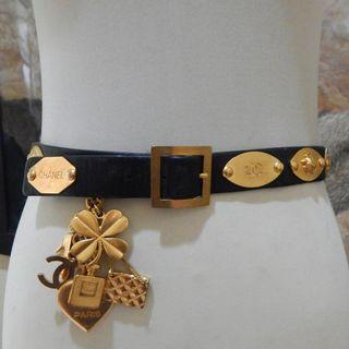 Sale!! CHANEL leather iconic emblem charm belt (size 75/30)