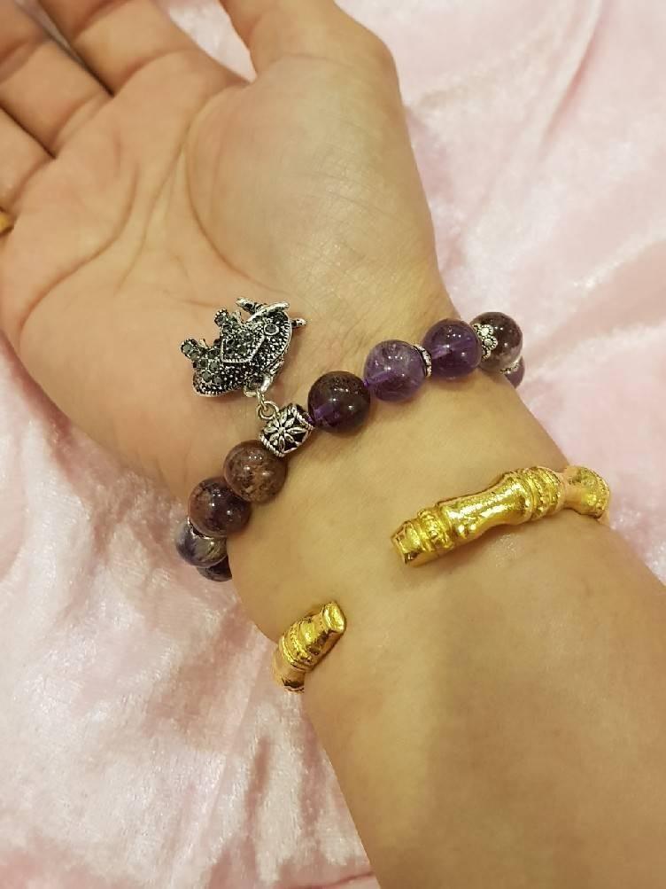 天然紫水晶银练