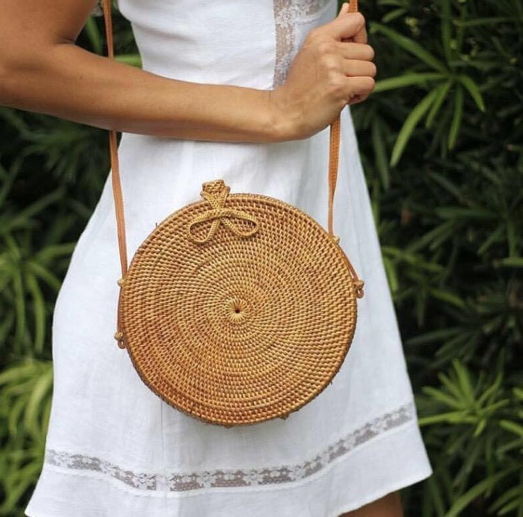 Round rattan sling bag deals