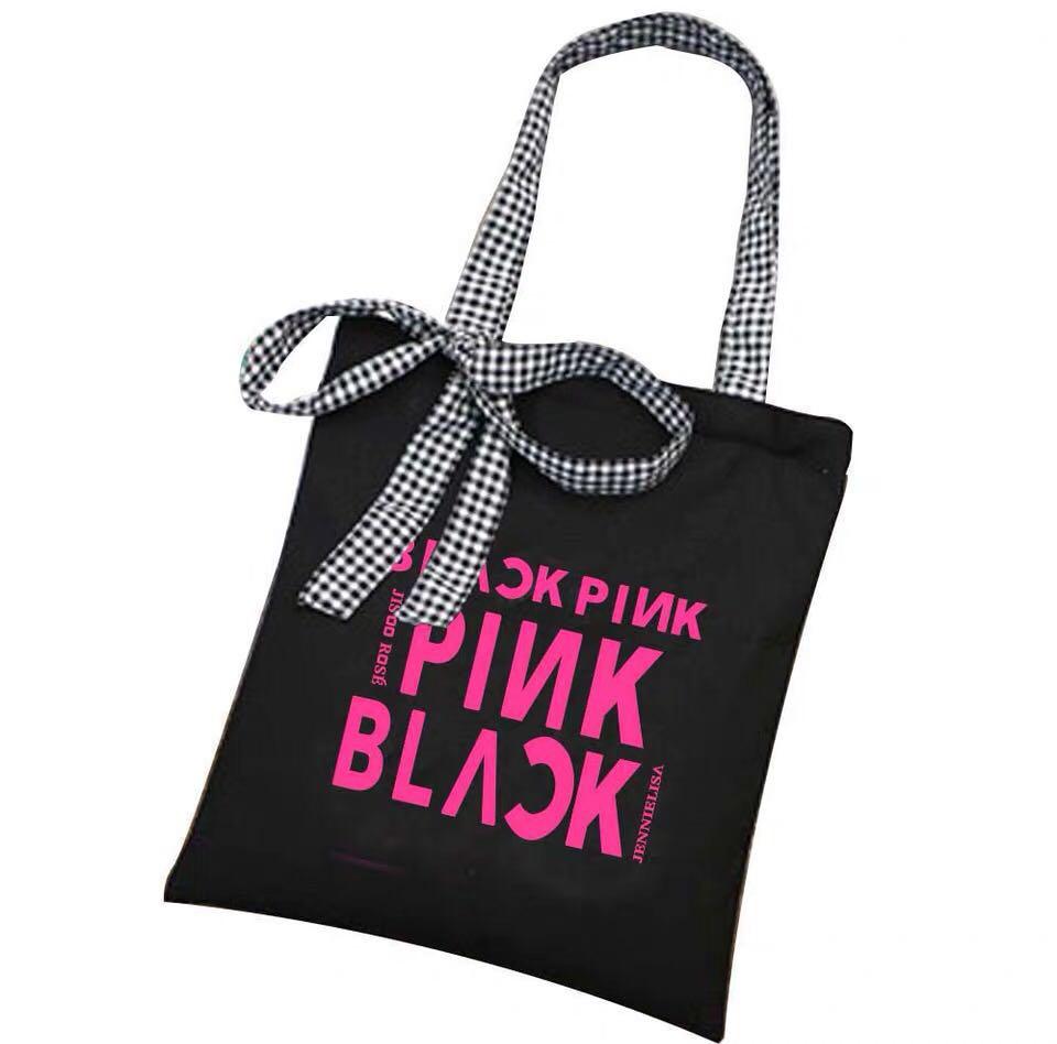 black pink tote bag