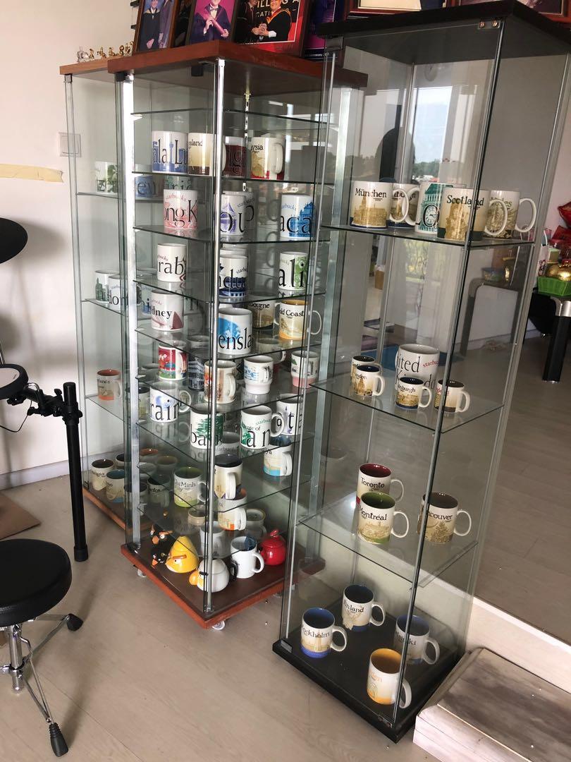 Display Cabinet Black And Dark Brown Base Furniture Shelves