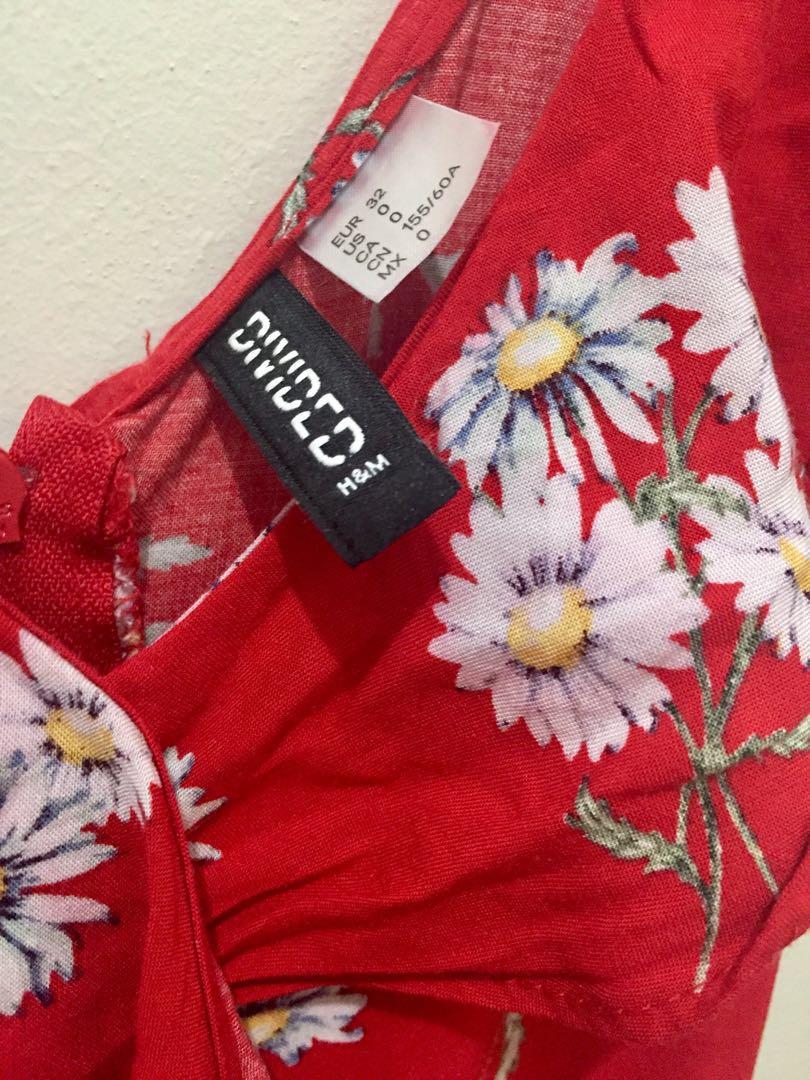 H&m red floral jumpsuit clearance