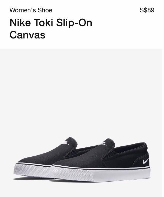 nike toki canvas slip on