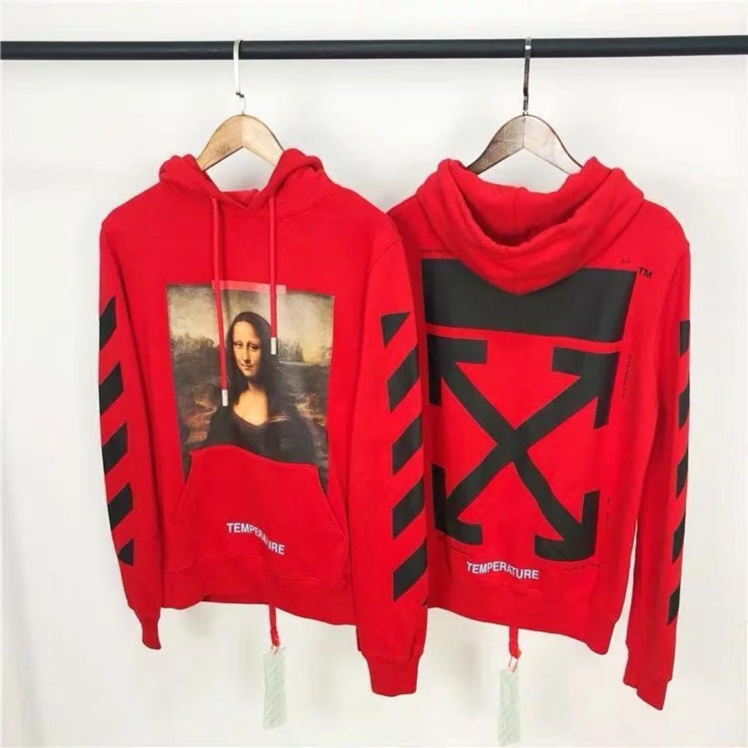 Off White 18ss Mona Lisa Red Hoodie Men S Fashion Clothes Outerwear On Carousell
