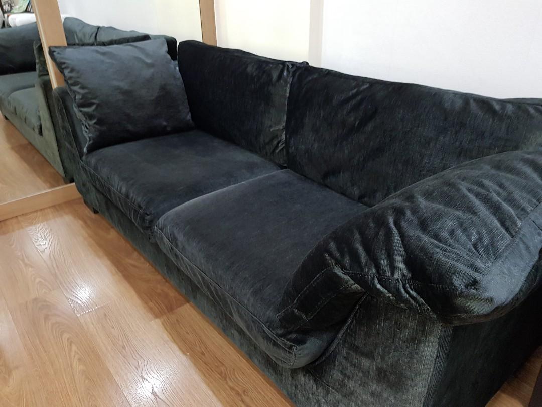Shiny Dark Blue Velvet Sofa For Sale Furniture Sofas On Carousell