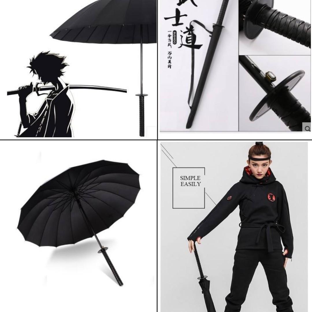 Umbrella Bleach Black Anime Naruto Ichigo Kurosaki Sword Payung Handle