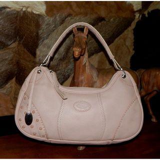TOD'S baby pink pebble leather hobo bag
