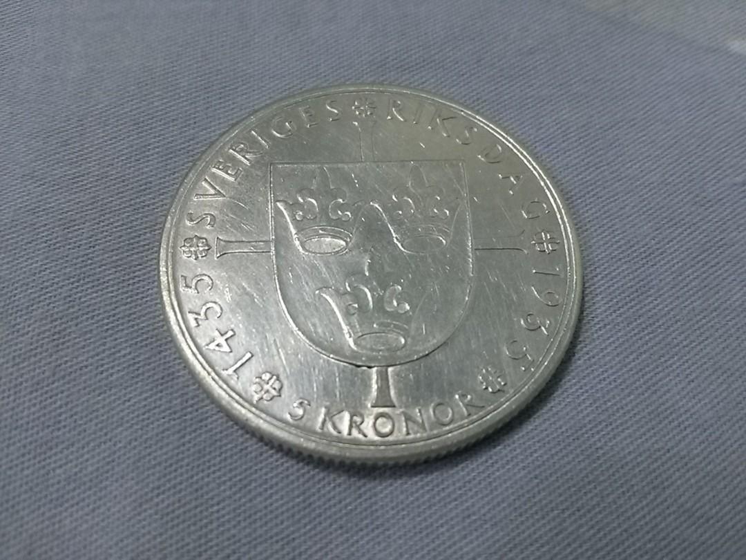 瑞典1935 年發行瑞典國會成立500 週年紀念版5 克朗銀幣, 興趣及遊戲, 收藏品及紀念品, 錢幣- Carousell