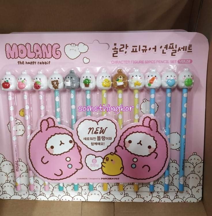 韓國 Korea Molang Pencil Set 12P 鉛筆 立體公仔 12支套裝