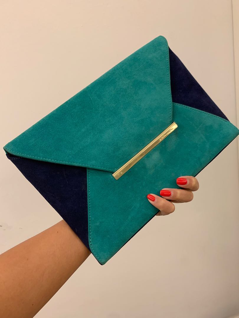 green suede clutch