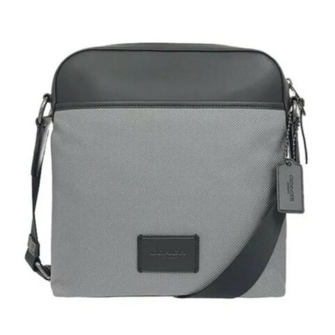 COACH F37609 MEN&#39;S NYLON /LEATHER MESSENGER CROSSBODY BAG BLACK / GREY, Men&#39;s Fashion, Bags ...