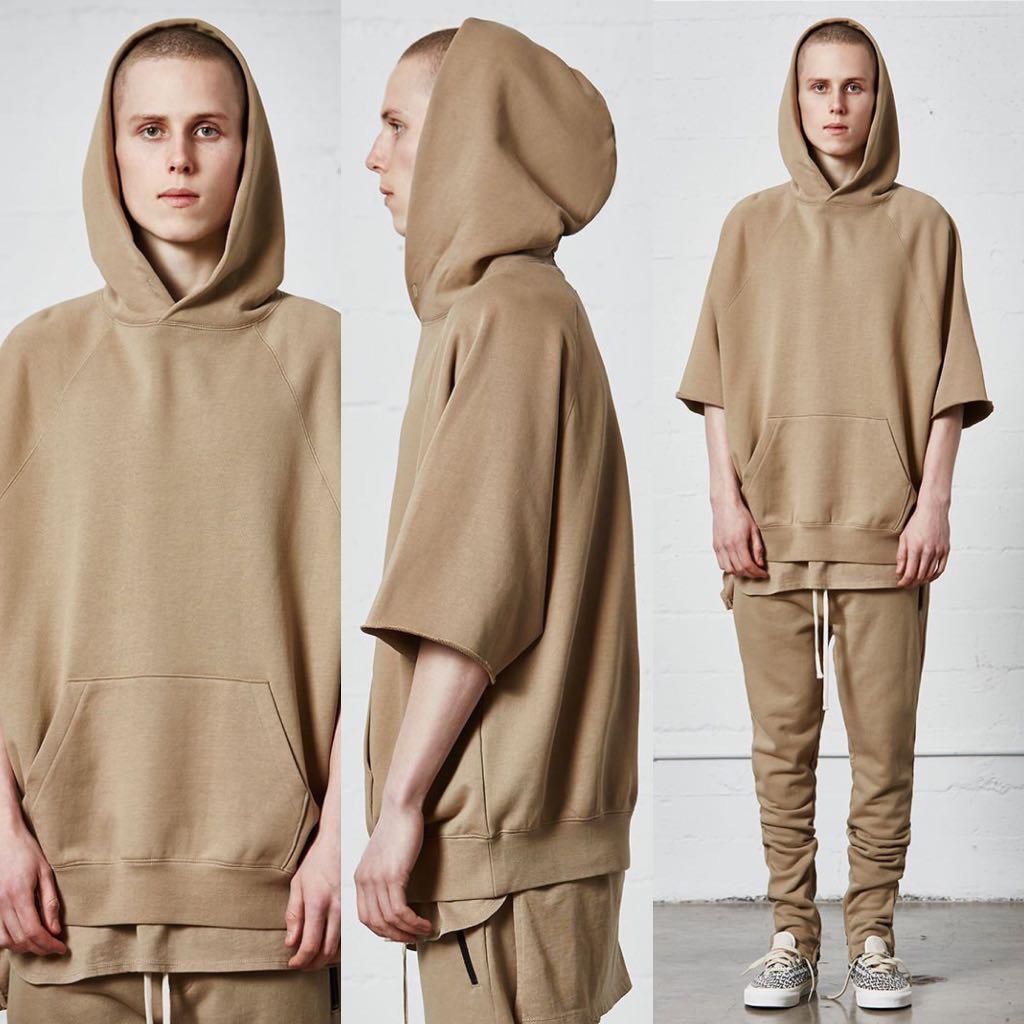 fear of god fog essentials cutoff sleeve pullover hoodie white