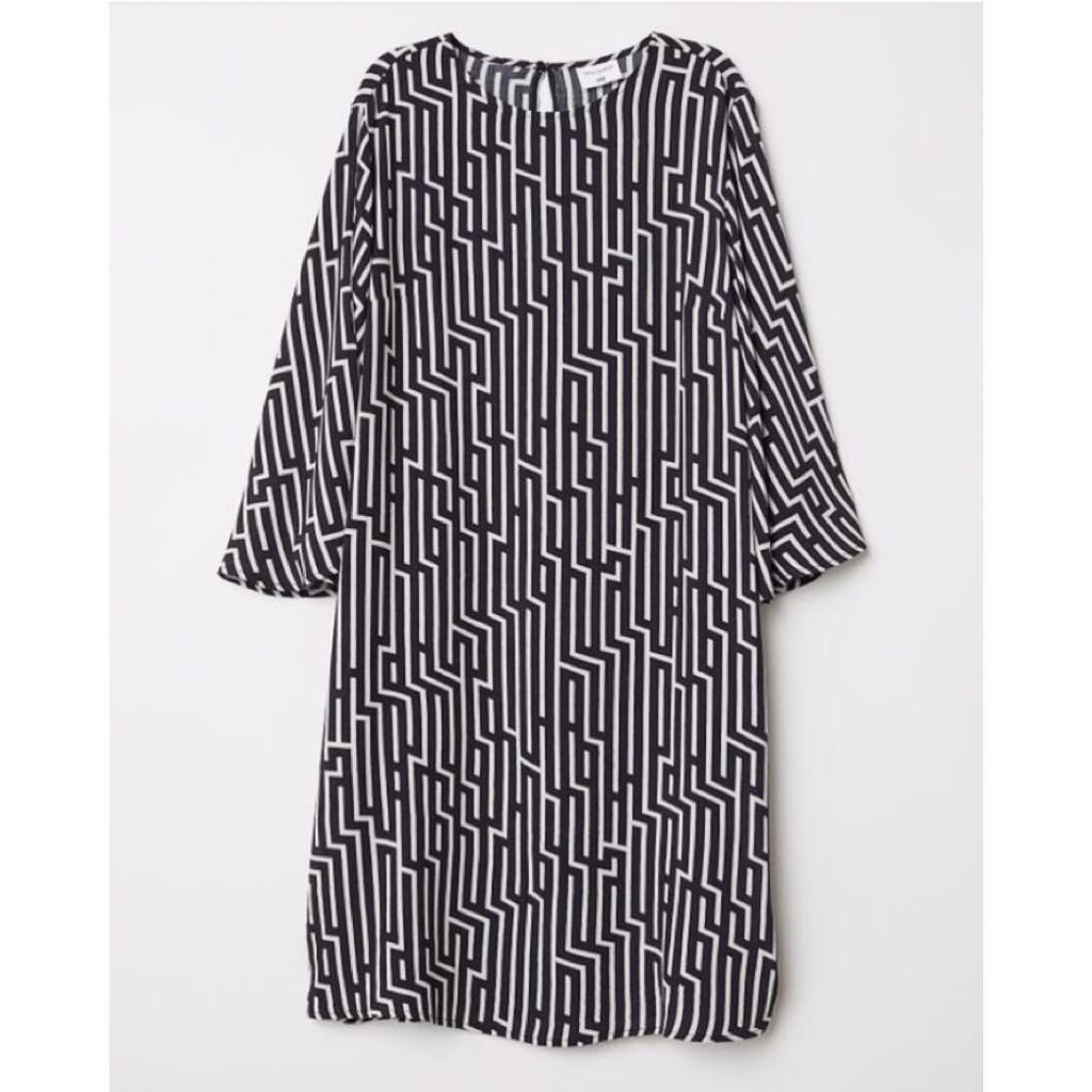 H\u0026M PATTERNED DRESS - PATTERN BLACK 
