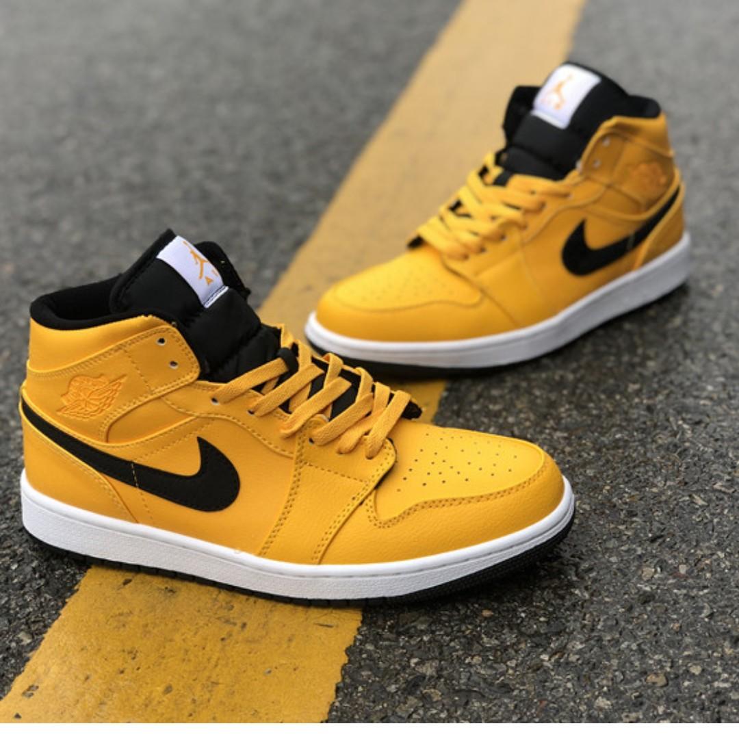 jordan 1 mid yellow taxi