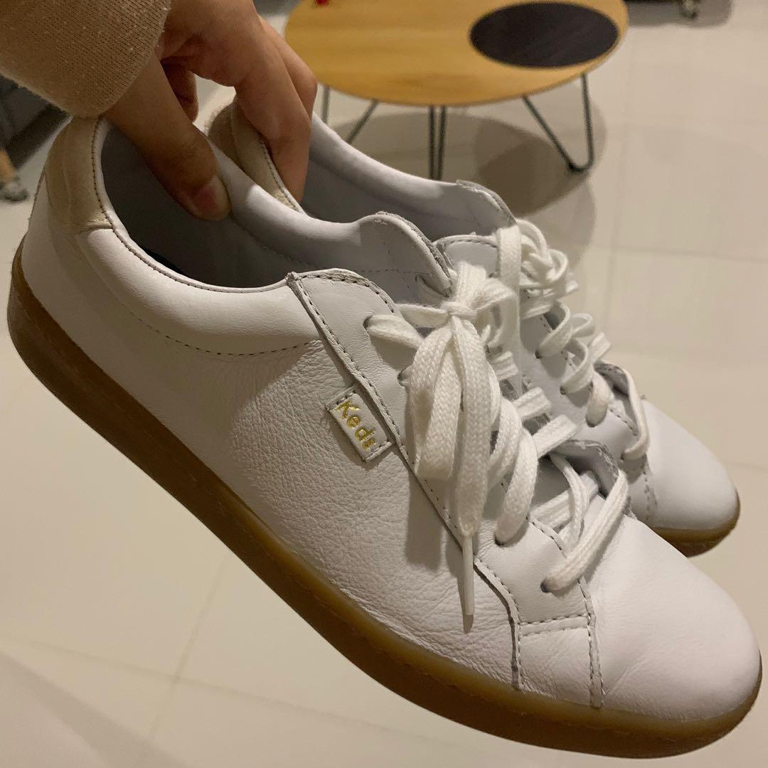 keds white leather gum sole sneakers 