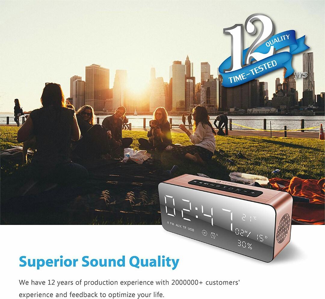 (M306) ICEBINGO Bluetooth Speaker Alarm Clock Radio with Hd Sound and