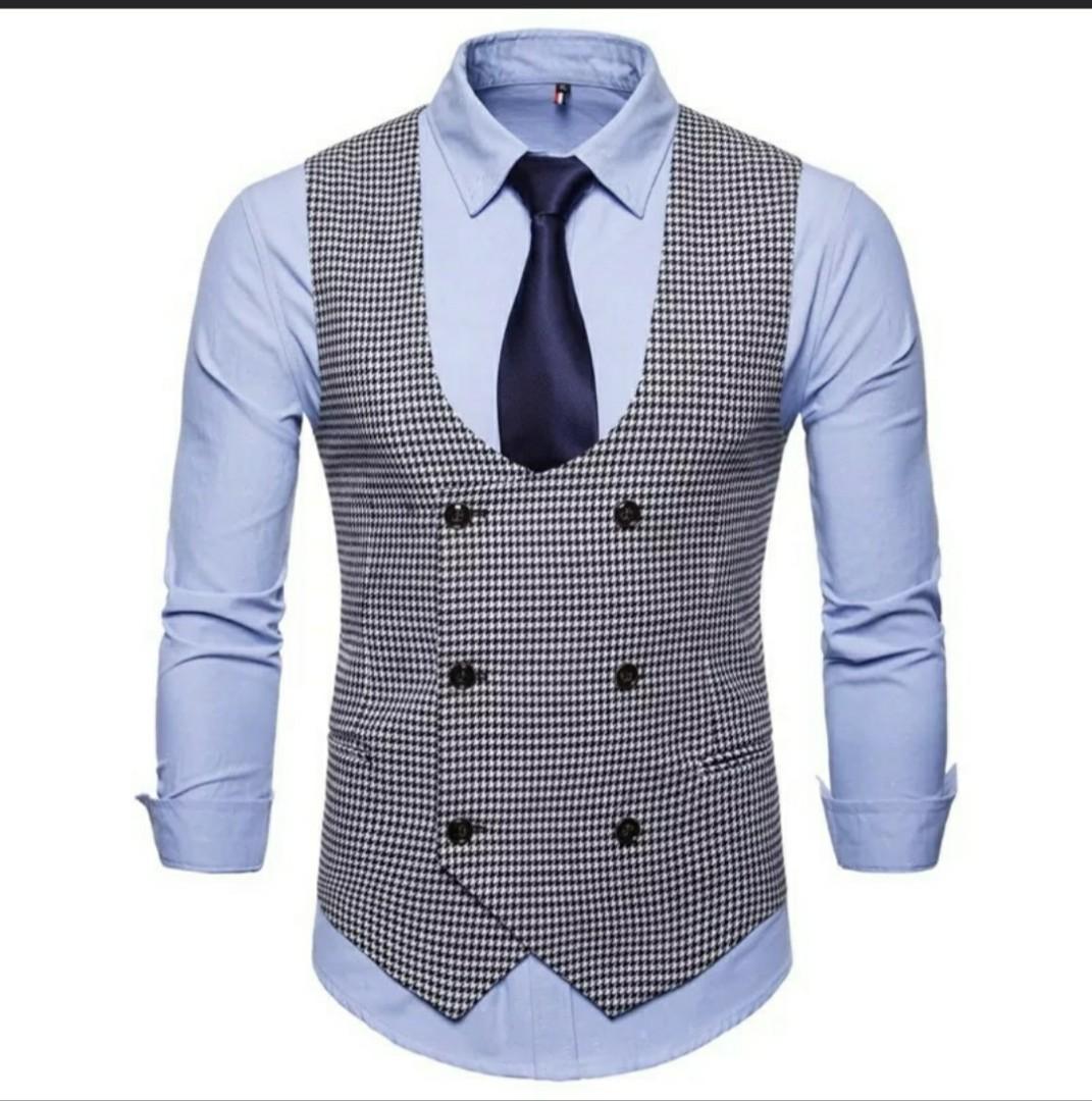 Men vest vintage waistcoat checkered style suit vest prom, Men's ...