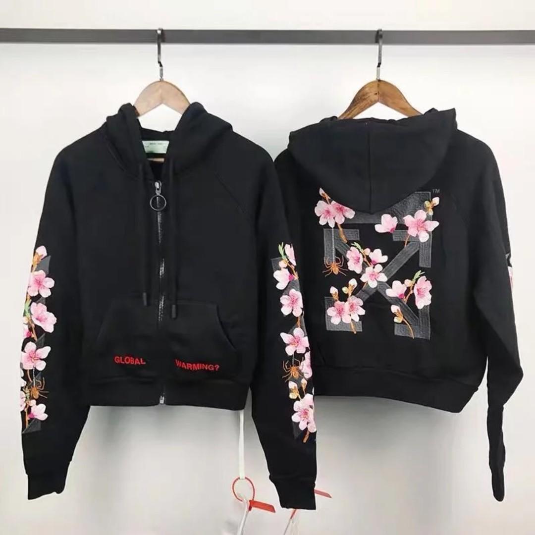 cherry blossom off white hoodie