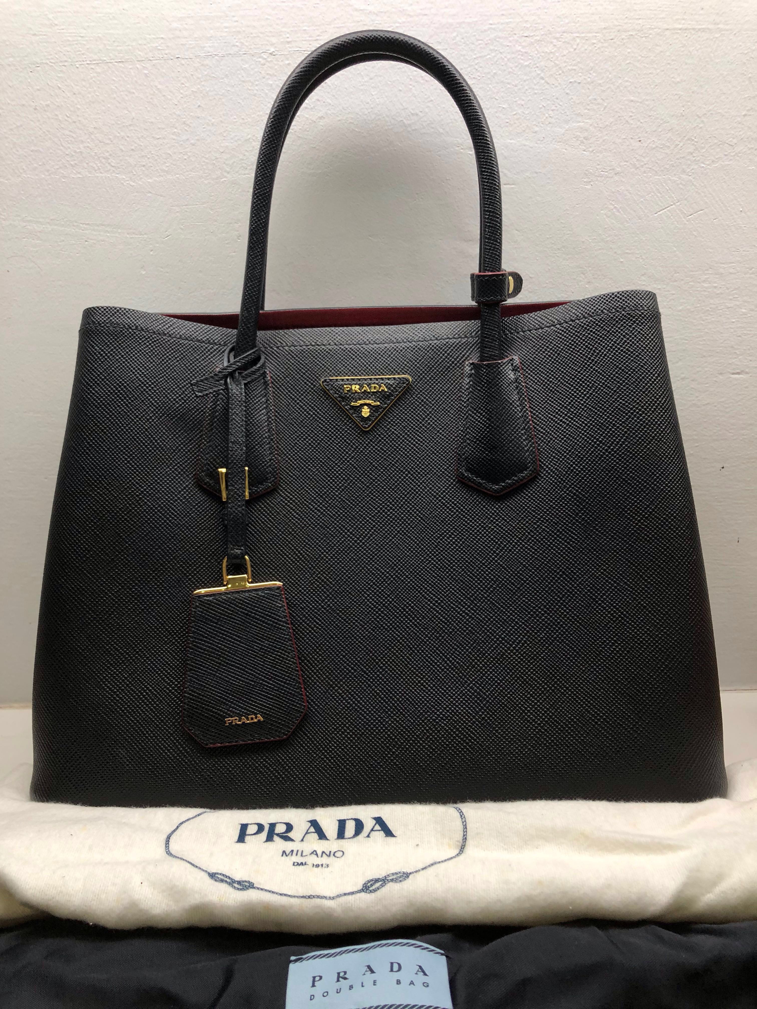 prada black and red bag