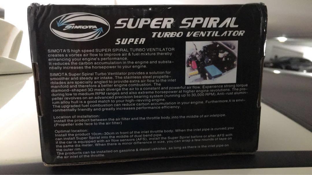 Simota super spiral turbo ventilator, Auto Accessories on Carousell