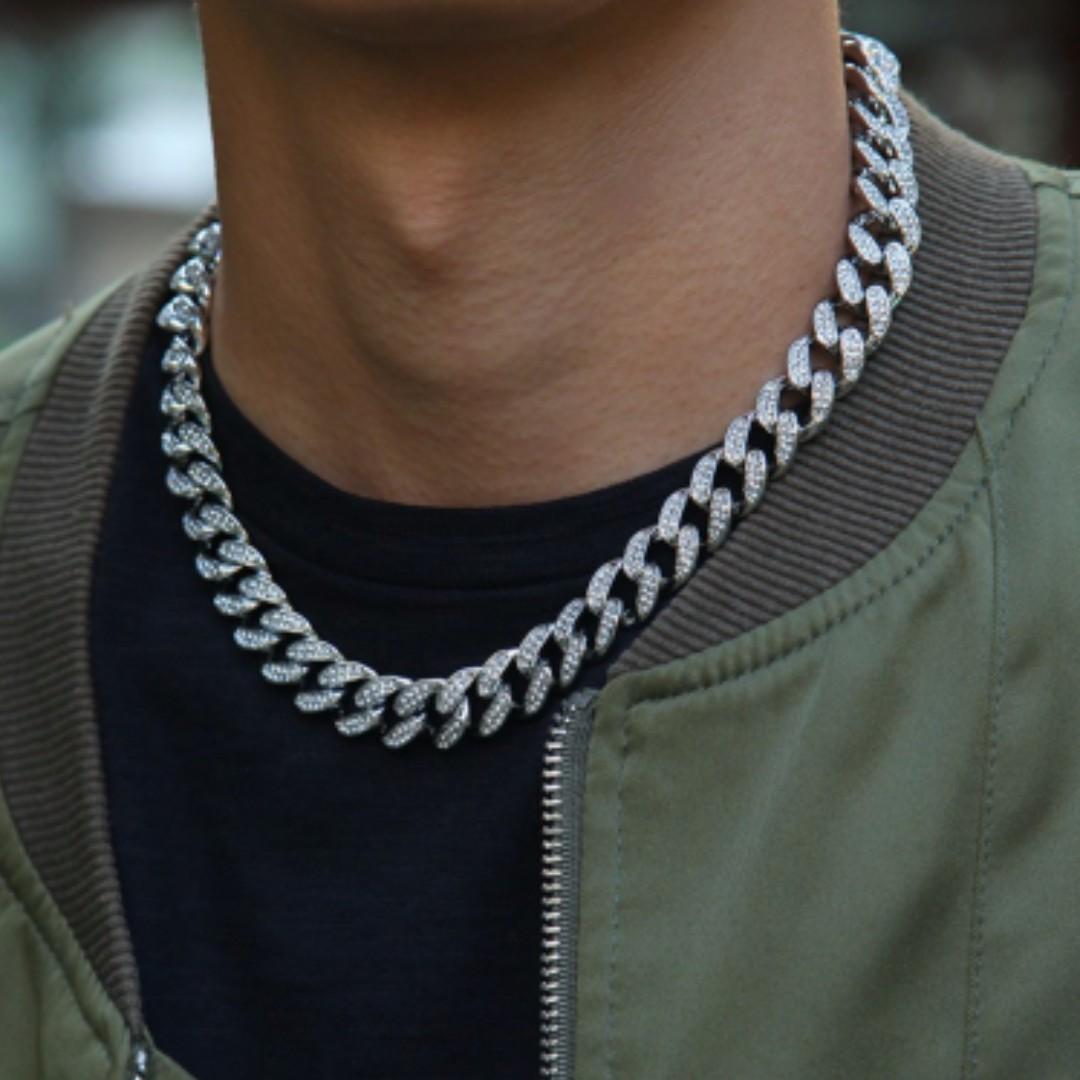 White gold iced out cuban chain store