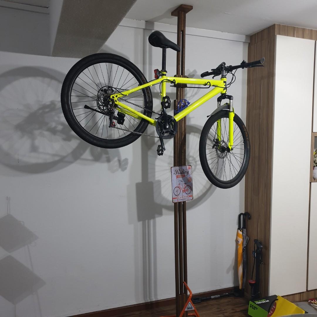 Wooden Floor To Ceiling Bike Stand
