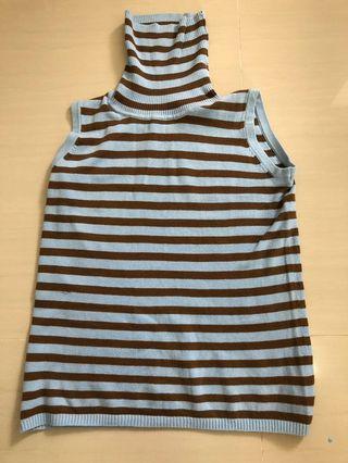 atasan sweater garis2 tanpa tangan