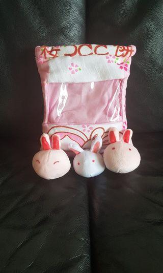 Rabbit theme pillow bag + 3 mini rabbits