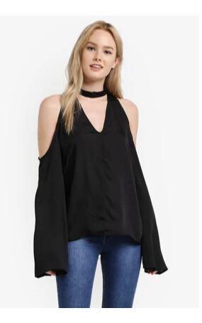cold shoulder flare sleeve top