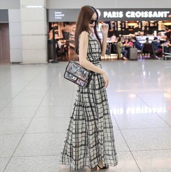 Black dress online with white squares