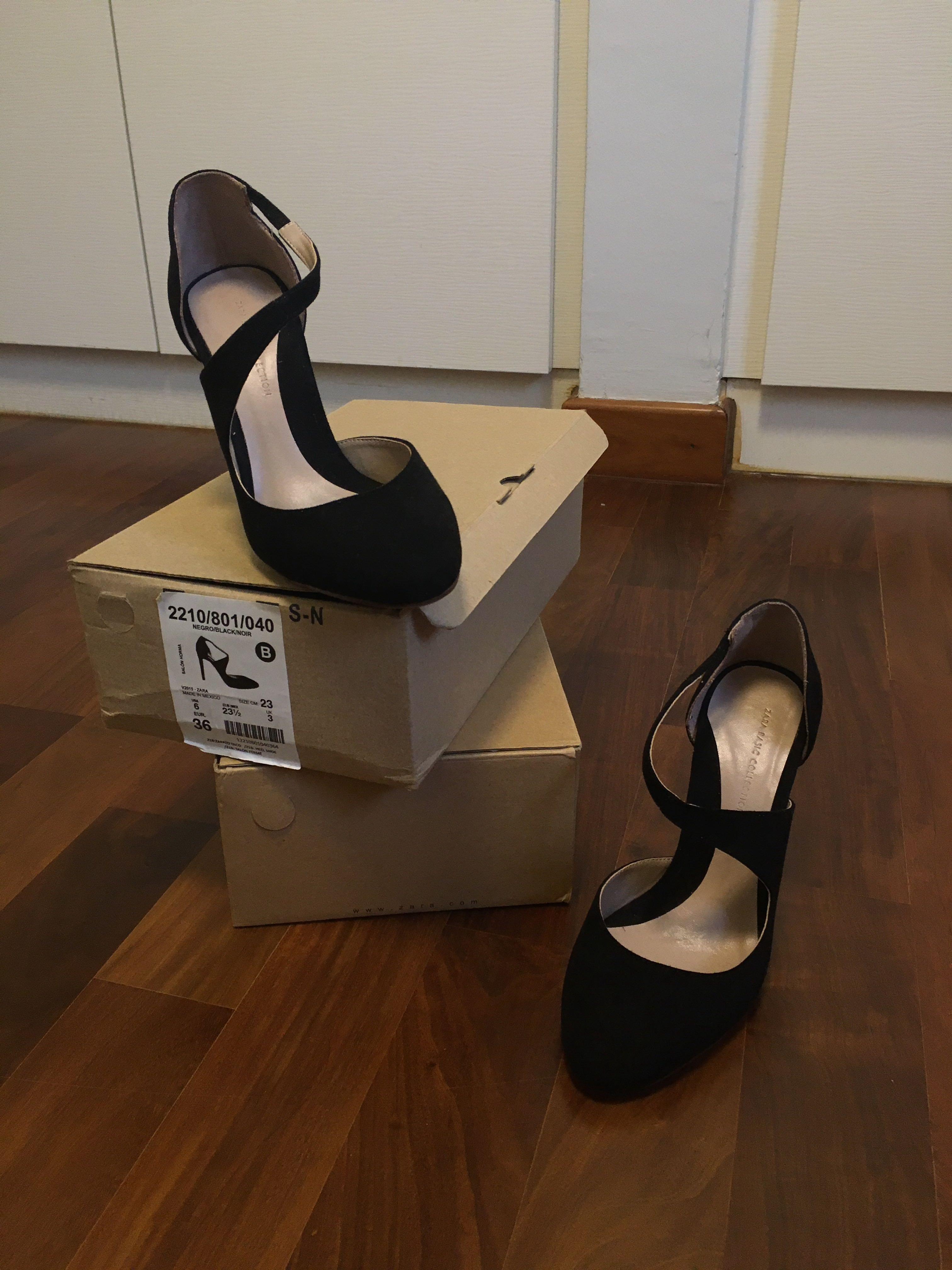 BNWB Asymmetric Strap Heels Zara, Women's Fashion, Footwear