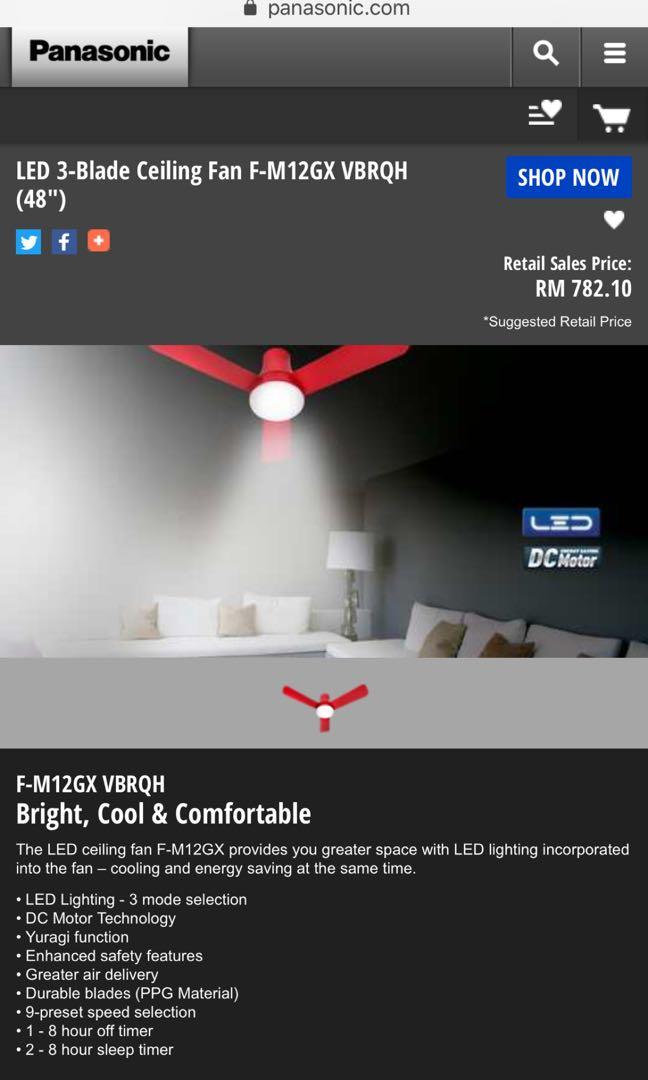 Brand New Panasonic 3 Blade Ceiling Fan Home Appliances