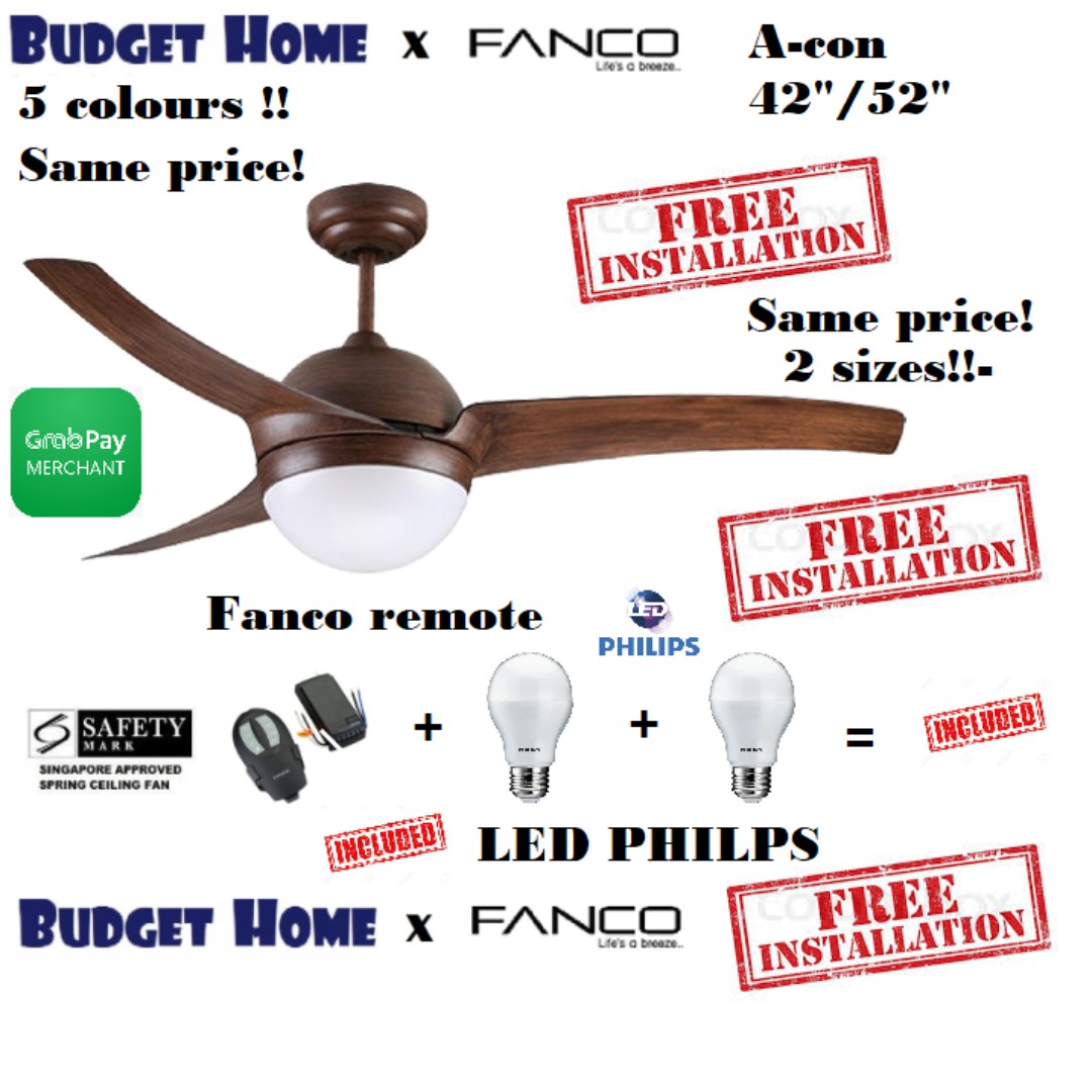 Fanco ceiling fan with Installation, Furniture & Home Living, Lighting