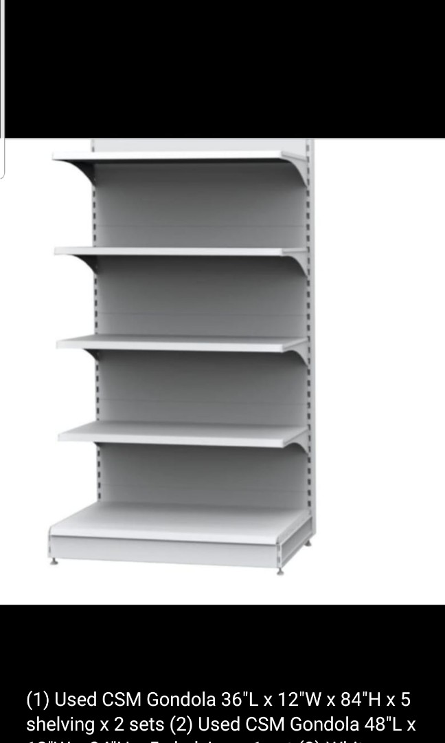 Csm Racks CSM Gondola Shelving x3 sets & White Single Sided Wire Mesh Stand x 1 ...