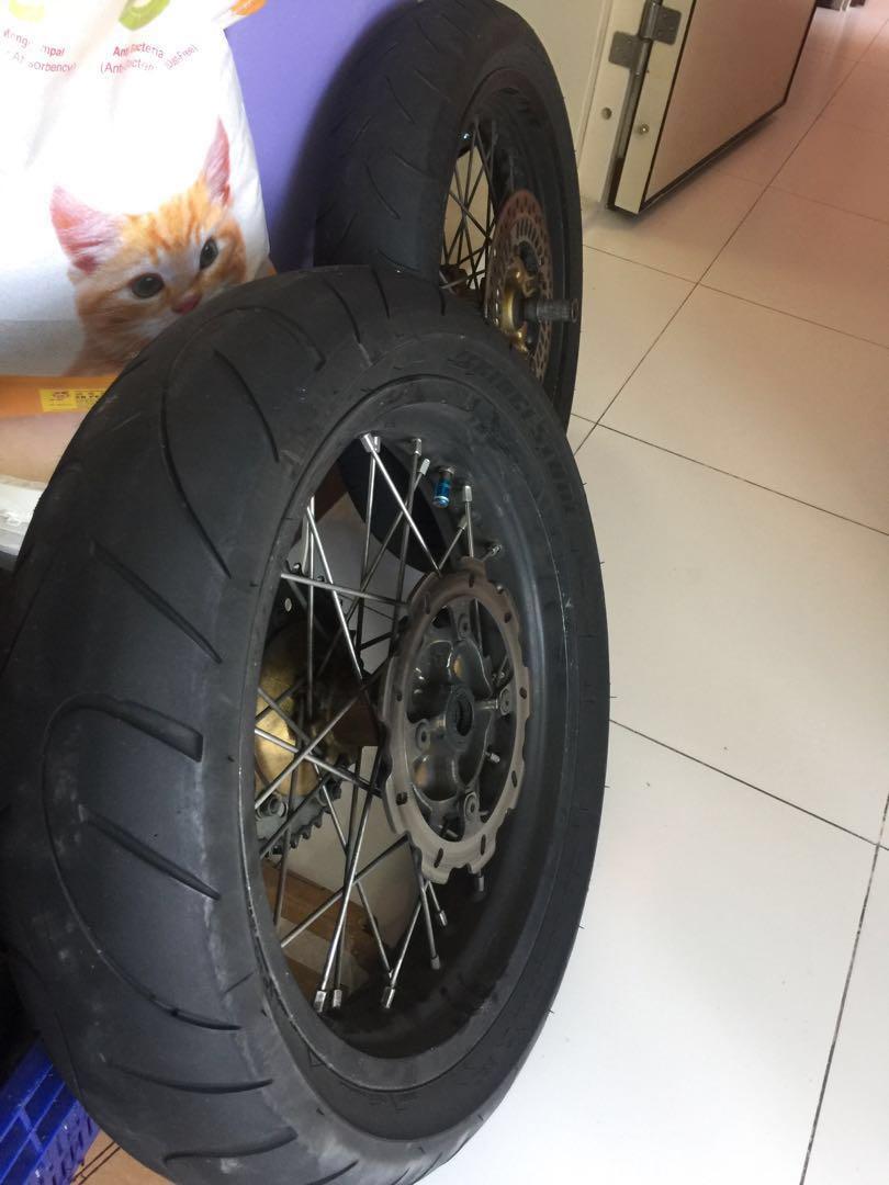 Drz Tire and rim, Motorcycles, Motorcycle Accessories on Carousell