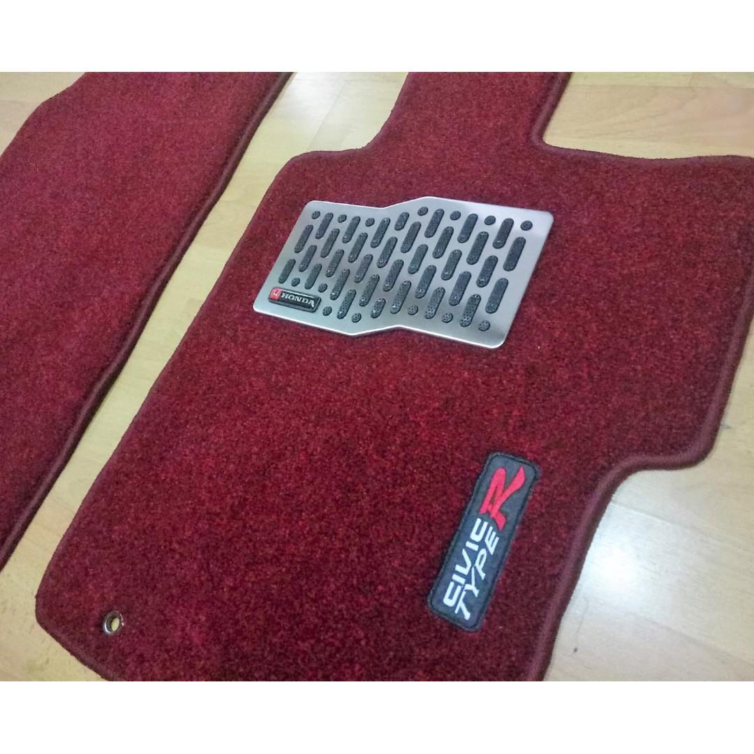 Honda Civic Type R Fd2r Sporty Red Carpet Floor Mats Front 2 Pcs