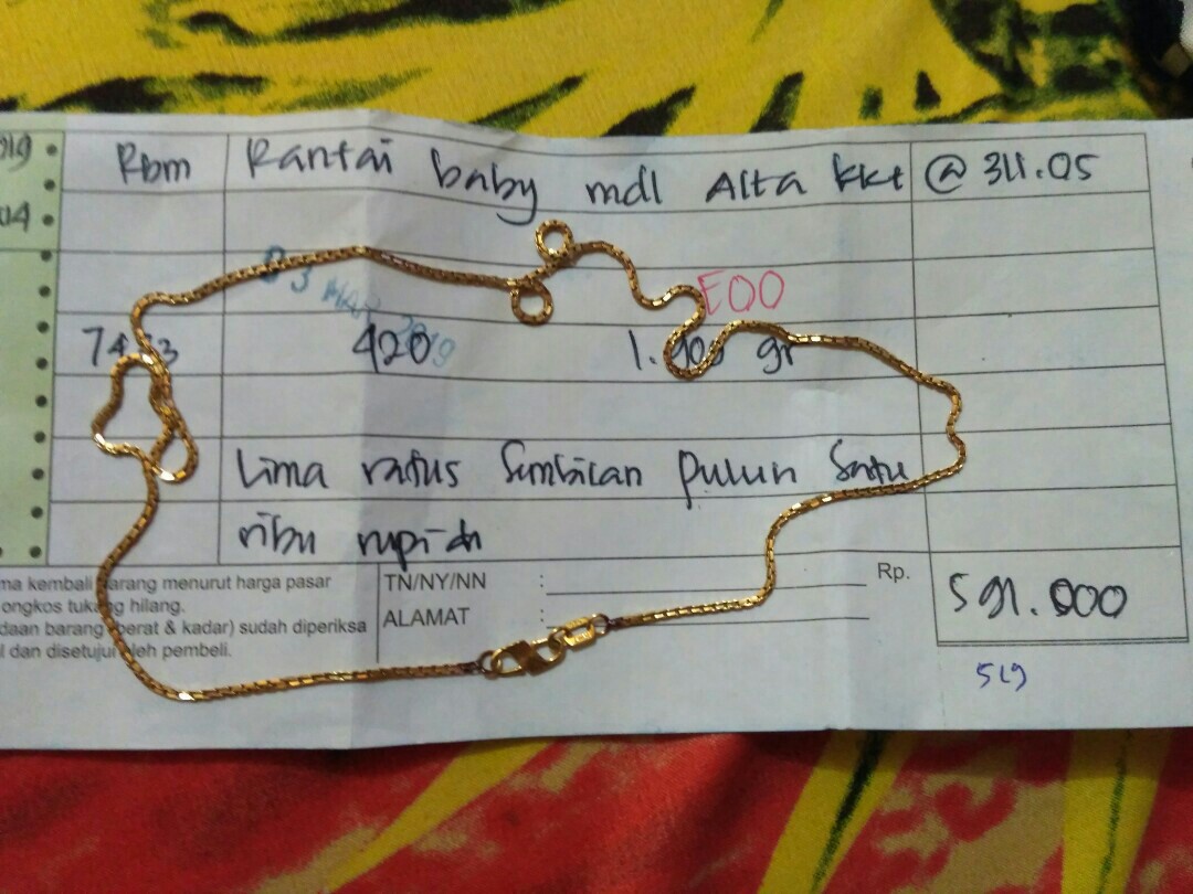 Bapau Kalung Emas Kadar Emas 420 Harga T Fesyen Wanita Perhiasan Di Carousell