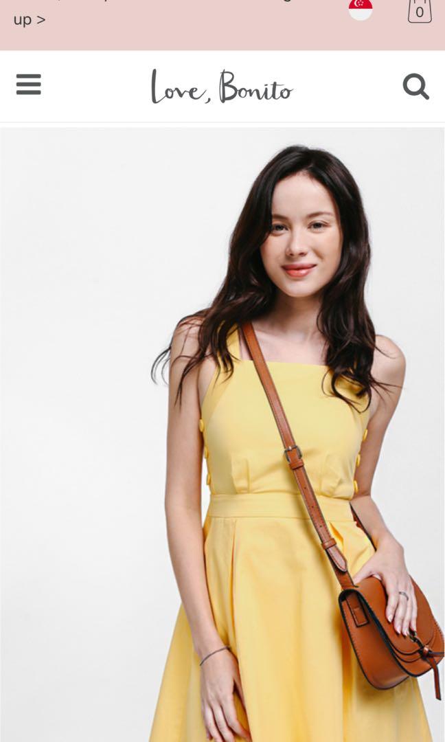 Love Bonito Maiyas Side Button Midi Dress, Women's Fashion, Dresses