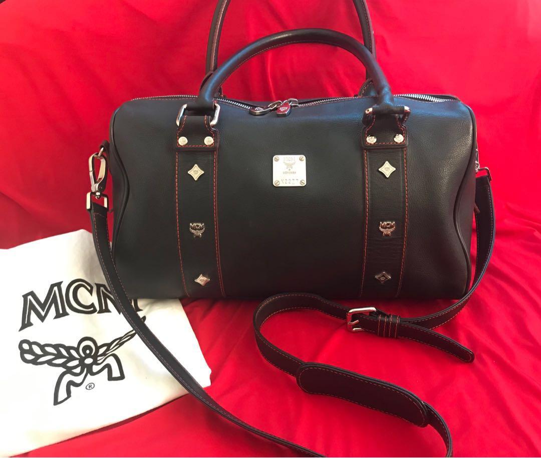 Mcm black sale and red bag
