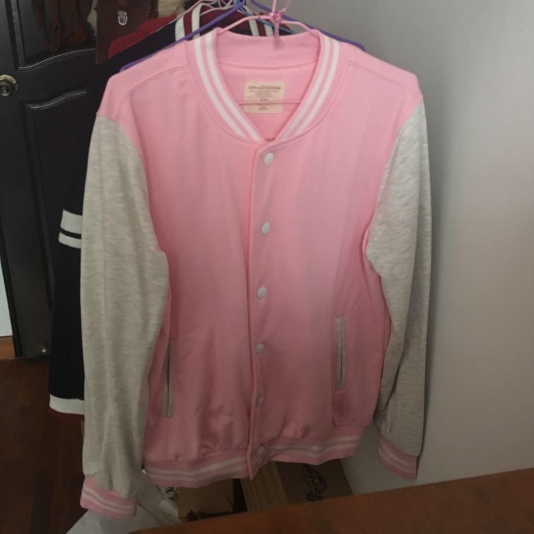light pink varsity jacket