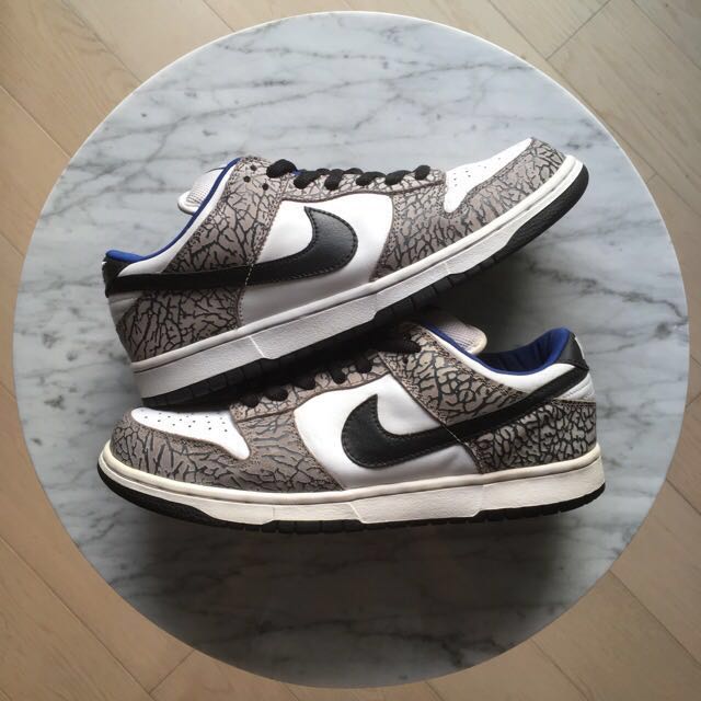 nike dunk low pro sb supreme white cement