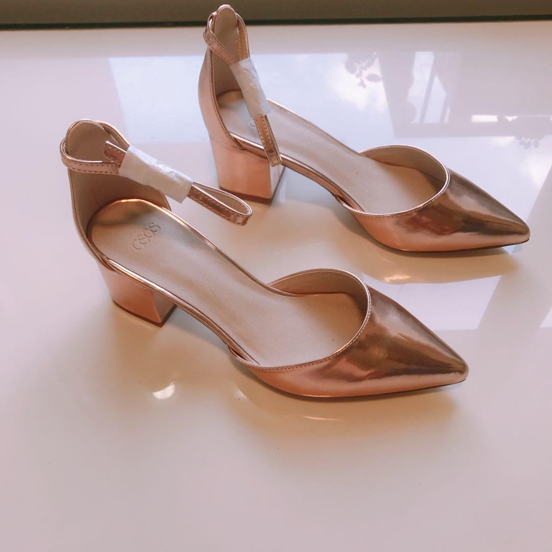 Gold midi heels discount