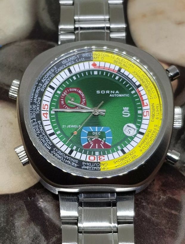 Sorna GMT auto swiss made retro Men s Fashion Watches