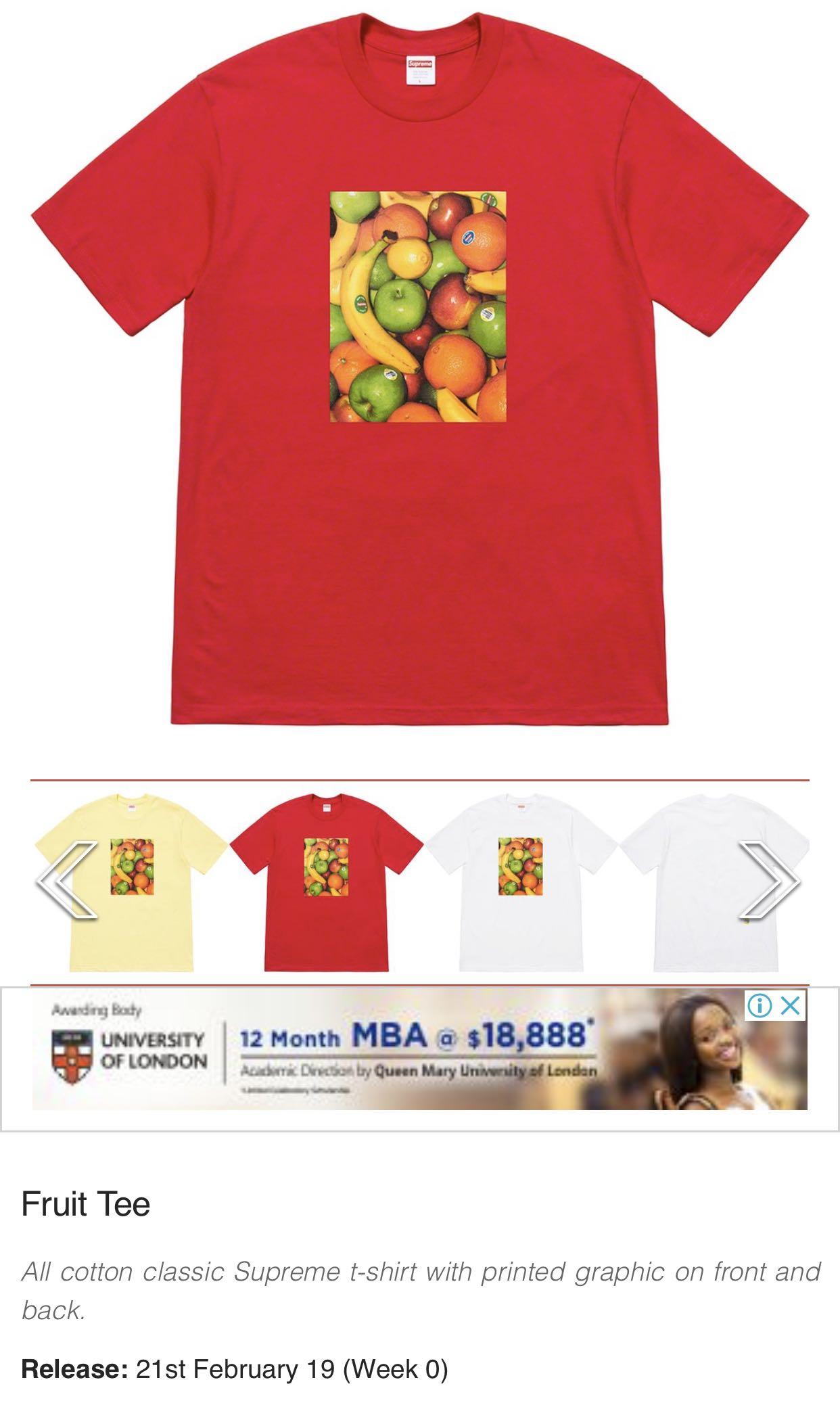 Supreme fruit hot sale tee red
