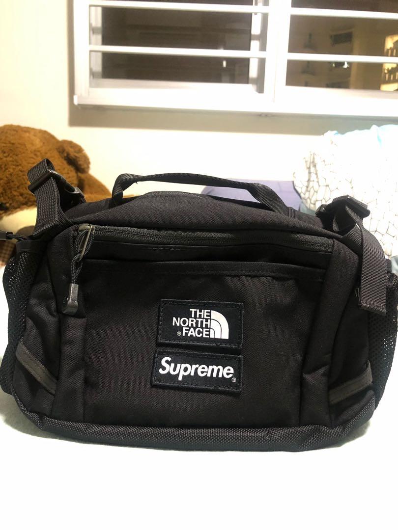 supreme north face leather waist bag