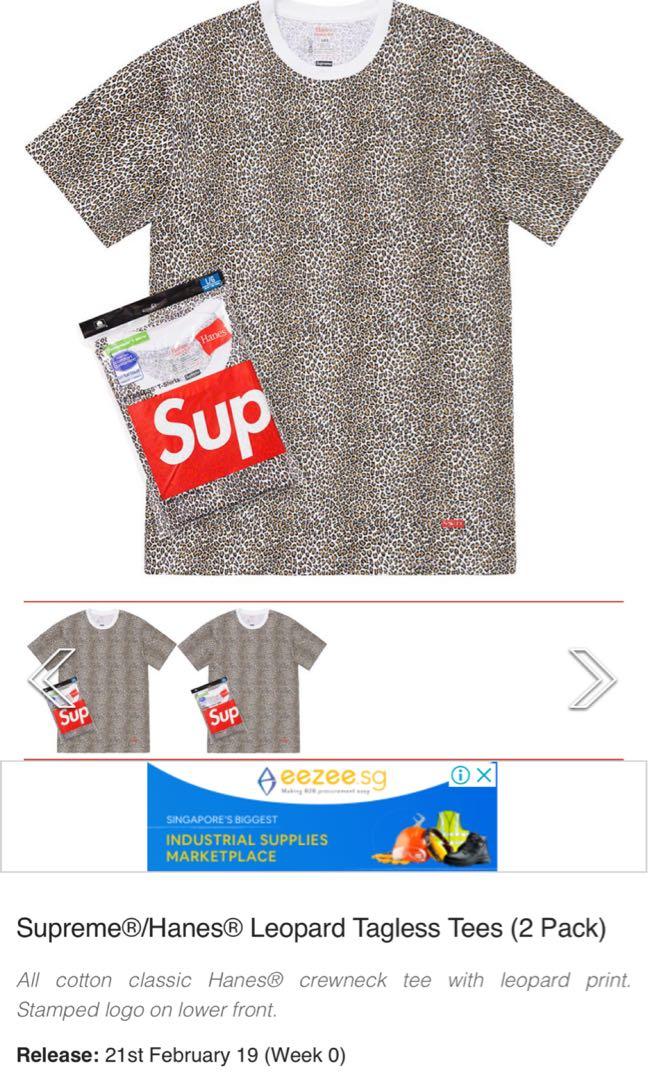 supreme hanes leopard tee